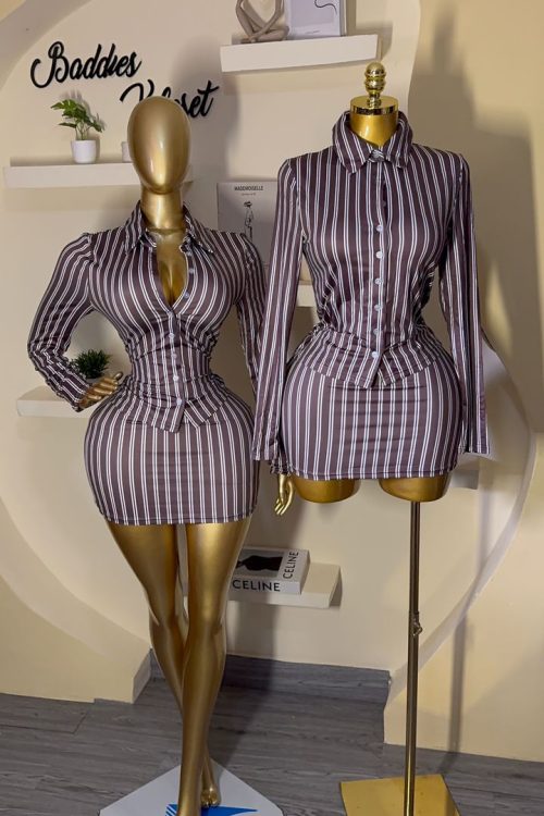 2 piece stripped ladies wear